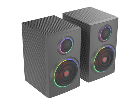 GENESIS Gaming stereo 2.0 zvočniki HELIUM 300BT, Bluetooth 5.0 + 3.5mm, vrhunski bas in zvok, leseno ohišje, ARGB osvetlitev