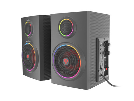 GENESIS HELIUM 300BT RGB računalniški zvočniki, STEREO 2.0, 24W RMS, RGB LED osvetlitev, 3.5mm audio jack, Bluetooth 5.0, gumbi za upravljanje