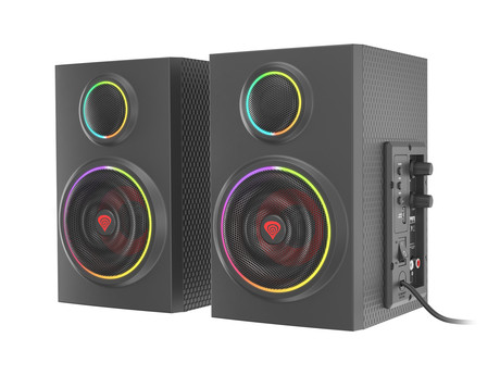 GENESIS HELIUM 300BT RGB računalniški zvočniki, STEREO 2.0, 24W RMS, RGB LED osvetlitev, 3.5mm audio jack, Bluetooth 5.0, gumbi za upravljanje