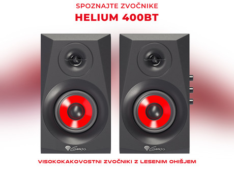 EOL - GENESIS Gaming stereo 2.0 zvočniki HELIUM 400BT, Bluetooth + 3.5mm, vrhunski bas in zvok, leseno ohišje, 40W RMS