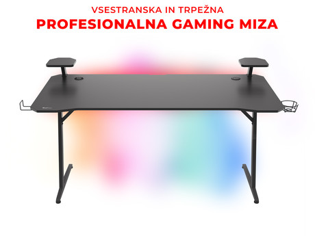 Profesionalna GAMING miza GENESIS HOLM 510 RGB, LED RGB osvetlitev, vgrajen brezžični polnilec in USB 3.0 razdelilec