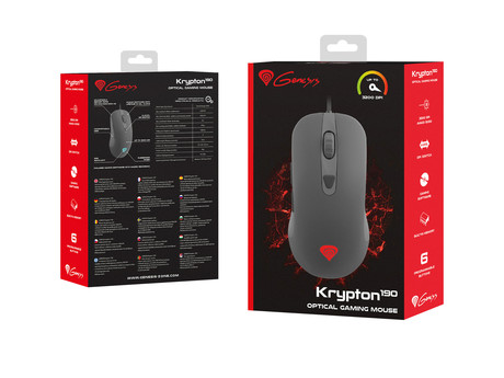 EOL - GENESIS Krypton 190, gaming optična miška, RGB osvetlitev, 6 prog. tipk, 3200dpi, kabel 1.8m