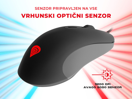 EOL - GENESIS Krypton 190, gaming optična miška, RGB osvetlitev, 6 prog. tipk, 3200dpi, kabel 1.8m