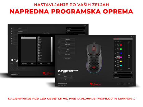 GENESIS Krypton 550, profi gaming optična miška, RGB osvetlitev, 7 prog. tipk, 8.000dpi, spomin, aplikacija, črna