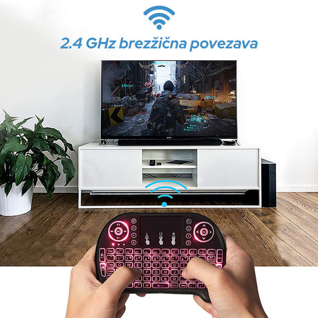 Brezžična mini QUERTY tipkovnica/daljinec BLOW mini KS-2, WiFi 2.4GHz, Touchpad, do 15m