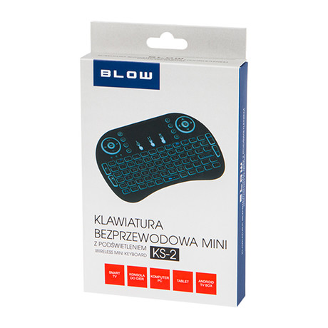 Brezžična mini QUERTY tipkovnica/daljinec BLOW mini KS-2, WiFi 2.4GHz, Touchpad, do 15m