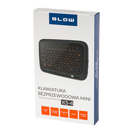 Brezžična mini QUERTY tipkovnica/daljinec TOUCH BLOW mini KS-4, WiFi 2.4GHz, vgrajena baterija, na dotik, do 10m