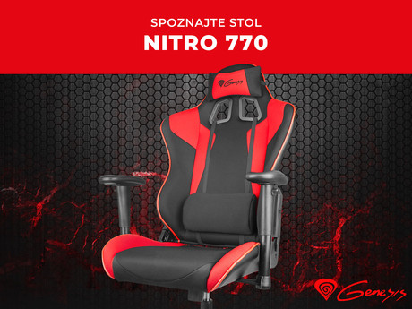 EOL - GENESIS gaming stol NITRO 770, ergonomski, nastavljiv naslon, črn/rdeč