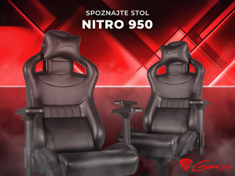 EOL - GENESIS profesionalni gaming stol NITRO 950, ergonomski, nastavljiv naslon, črn