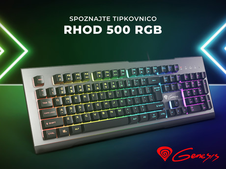 EOL - GENESIS RHOD 500RGB gaming tipkovnica, osvetlitev v 7 barvah, multimedijska, Aluminij body, Anti-Ghosting, vodoodporna