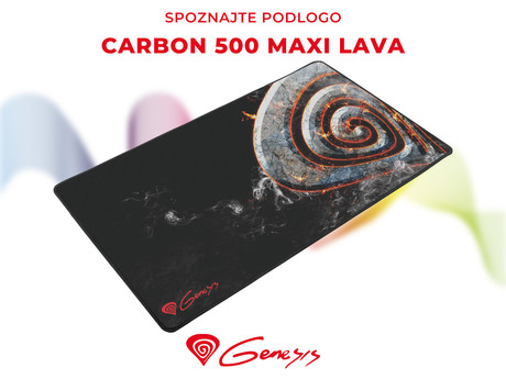 EOL - GENESIS vrhunska Gaming podloga CARBON 500 MAXI LAVA, vodoodporna, zaščiteni robovi, 900x450mm