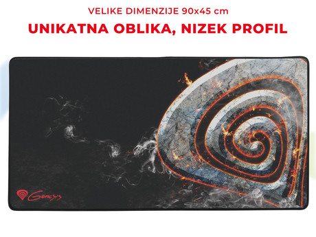 EOL - GENESIS vrhunska Gaming podloga CARBON 500 MAXI LAVA, vodoodporna, zaščiteni robovi, 900x450mm