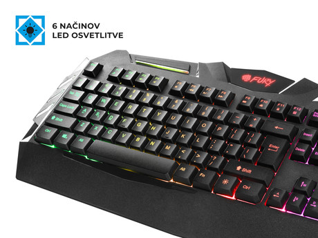 EOL - FURY SPITFIRE gaming tipkovnica, Osvetlitev (6 nastavitev), multimedijska, Anti-Ghosting