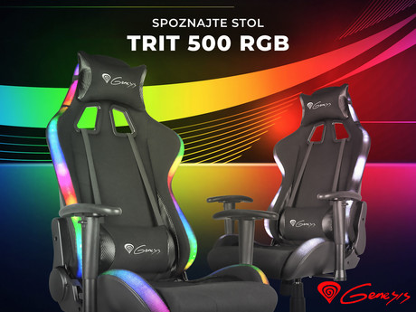 GENESIS gaming stol TRIT 500 RGB, ergonomski, RGB LED osvetlitev, popolnoma nastavljiv