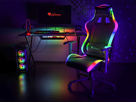 GENESIS gaming stol TRIT 500 RGB, ergonomski, RGB LED osvetlitev, popolnoma nastavljiv