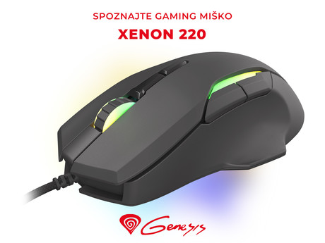 EOL - GENESIS XENON 220, gaming optična miška, RGB osvetlitev, 7 prog. tipk, 6400dpi, tihe tipke, kabel 1.8m