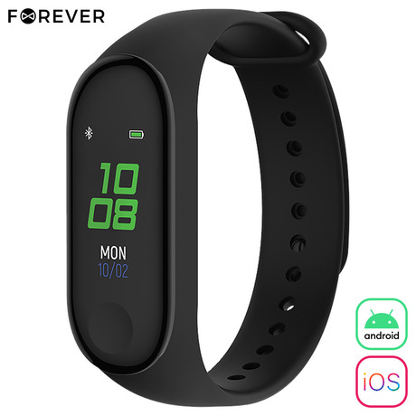 FOREVER pametna zapestnica FITBAND SB-50, Bluetooth 5.0, aplikacija, vodoodporna IP65, črna