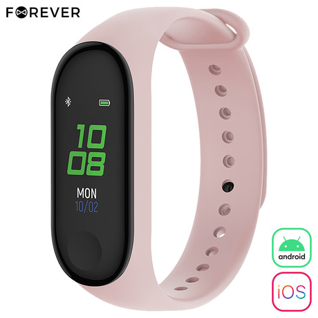 FOREVER pametna zapestnica FITBAND SB-50, Bluetooth 5.0, aplikacija, vodoodporna IP65, svetlo roza (Sand Pink)