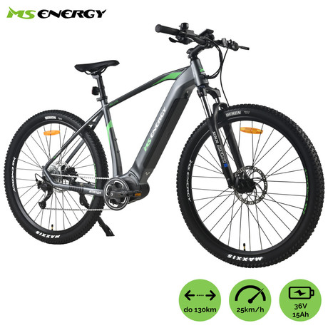 Električno kolo MS ENERGY m100, gorsko, 29" pnevmatike, 250W 80Nm motor, 9 prestav Shimano, do 130km, do 25km/h, 36V 15Ah baterija