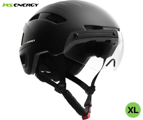 MS ENERGY MSH-500 pametna čelada, velikost XL, LED osvetlitev, polnilna baterija, 2x magnetni snemljiv vizir, črna
