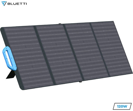 BLUETTI PV120 solarni panel, 120W, učinkovitost 23.4%, zložljiv, prenosen, stojalo, univerzalna združljivost, vodoodpornost, ročaj