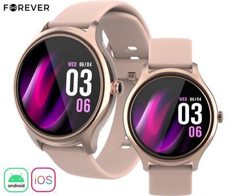 FOREVER ForeVive 3 SB-340 pametna ura, 1.32" zaslon, Bluetooth, Android + iOS, baterija, aplikacija, IP68, merjenje aktivnosti, analiza spanca, športni načini, roza zlata (Rose Gold)