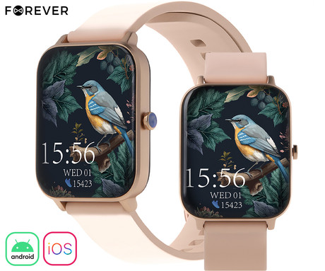 FOREVER ForeVigo 3 SW-320 pametna ura, 1.7" zaslon, Bluetooth, Android + iOS, baterija, aplikacija, IP68, merjenje aktivnosti, analiza spanca, športni načini, roza zlata (Rose Gold)