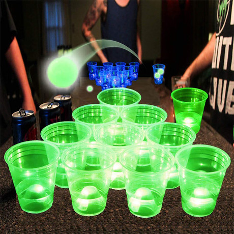 BEER PONG Glow In The Dark zabavna igra, se sveti v temi, komplet 25 kos