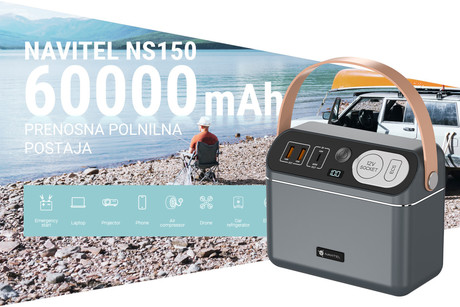 NAVITEL NS150 polnilna postaja, 60.000mAh, 150W, zagonska baterija, prenosna, ročaj, 2xUSB-A / 1xUSB-C / 1x12V / 1x220V, + pretvornik, + kleme