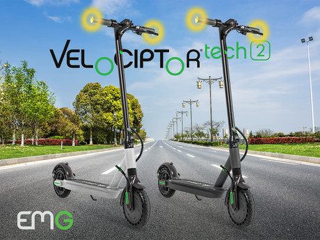 EOL - TREVI Velociptor TECH 2 ES90EW električni skiro, 350W motor, 8.5" pnevmatike, LED luči + smerniki, zložljiv, zaslon, polnilna baterija, do 25km, srebrn
