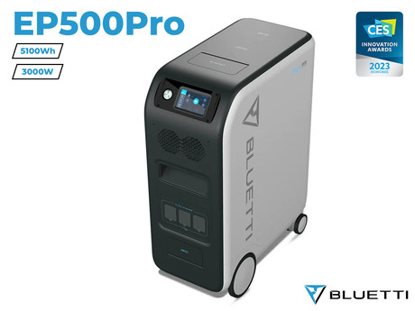 BLUETTI EP500Pro prenosna polnilna postaja / domača baterija, 5100Wh, 3000W, polnjenje / napajanje naprav / UPS, vtičnice USB-A/USB-C/DC, razširljiva kapaciteta, aplikacija