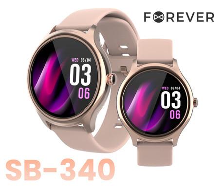 FOREVER ForeVive 3 SB-340 pametna ura, 1.32" zaslon, Bluetooth, Android + iOS, baterija, aplikacija, IP68, merjenje aktivnosti, analiza spanca, športni načini, roza zlata (Rose Gold)