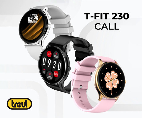 EOL - TREVI T-FIT 230 CALL pametna ura, 1.39" zaslon, Bluetooth, Android + iOS, baterija, IP67, klicanje, kisik / pritisk / aktivnost, analiza spanca, športni načini, siva (Fossil Gray)