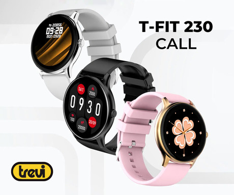 TREVI T-FIT 230 CALL pametna ura, 1.39" zaslon, Bluetooth, Android + iOS, baterija, IP67, klicanje, kisik / pritisk / aktivnost, analiza spanca, športni načini, črna (Jet Black)