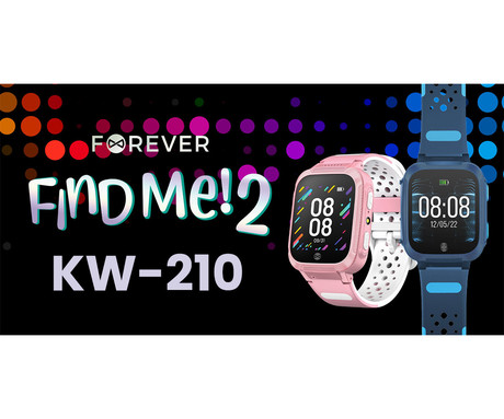 EOL - Pametna otroška ura FOREVER Find Me 2 KW-210, 1.44" zaslon, GPS, klicanje, SOS, Android + iOS, baterija, aplikacija, merjenje aktivnosti, analiza spanca, roza (Pink)