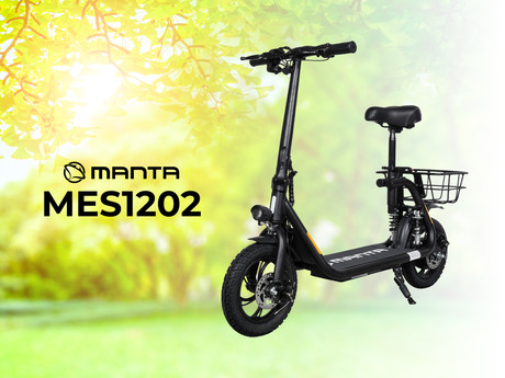 Električni skiro MANTA MES1202H FLINSTONE II, 12'', hitrost do 20km/h, domet do 30km, do 120kg, črn