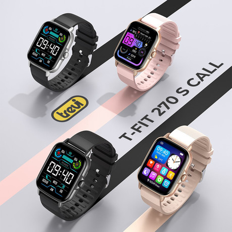 TREVI pametna ura T-FIT 270 S CALL, 1.69" zaslon, Bluetooth, Android + iOS, baterija, IP67, klicanje, merjenje kisika / pritiska / aktivnosti, analiza spanca, športni načini, roza zlata (Rose Gold)