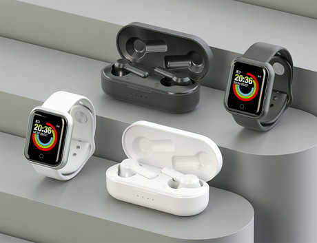 EOL - Komplet LEDWOOD URBAN, 2v1 - brezžične slušalke in pametna ura, Bluetooth 5.0, brezplačna aplikacija, pametne funkcije, Android + iOS, USB Type-C, bel