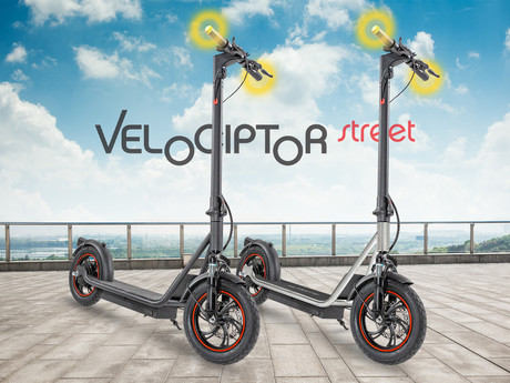 Električni skiro TREVI Velociptor STREET ES120EW, 450W motor, 12" pnevmatike, zložljiv, LED osvetlitev, brezplačna aplikacija, zložljiv, zaslon, do 25km/h, 36V 10Ah baterija, domet do 25 km, srebrn