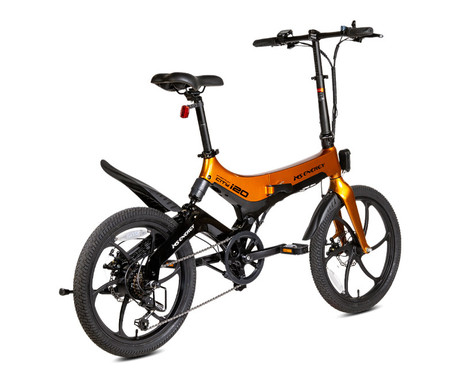 MS ENERGY STREETFLEX i20 električno kolo, zložljivo, 20" pnevmatike, 250W motor, 36V 7.8Ah 280Wh baterija, Shimano, do 50 km, disk zavore, vzmetenje, LCD zaslon, NFC, črno oranžno (Nightfall Sunset)