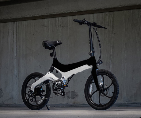 MS ENERGY STREETFLEX i20 električno kolo, zložljivo, 20" pnevmatike, 250W motor, 36V 7.8Ah 280Wh baterija, Shimano, do 50 km, disk zavore, vzmetenje, LCD zaslon, NFC, črno oranžno (Nightfall Sunset)