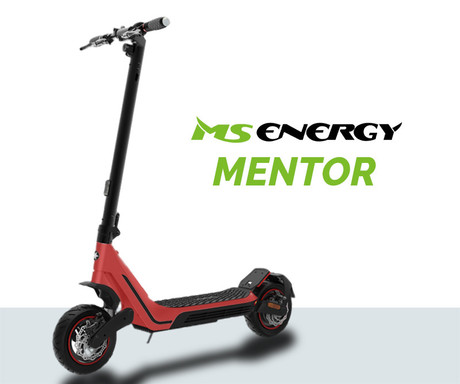 MS ENERGY MENTOR električni skiro, 10" gume, 500W motor, 70km doseg, 48V 15Ah baterija, vzmetenje, Smart BMS, LCD zaslon, LED osvetlitev, aplikacija, rdeče črn (Crimson Red)