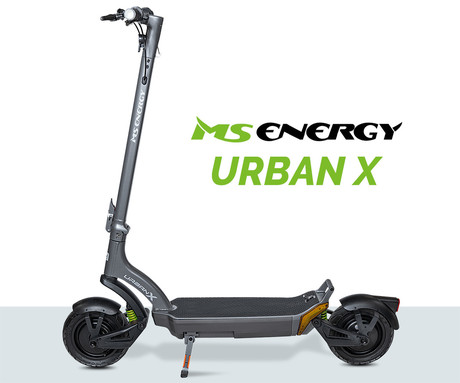 MS ENERGY URBAN X električni skiro, 10" gume, 2x 300W motor, 60km doseg, 720Wh 48V 15Ah baterija, vzmetenje, EBS sistem, Smart BMS, LCD zaslon, LED osvetlitev, aplikacija, srebrn (Titanium Steel)