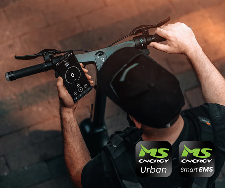 MS ENERGY URBAN X električni skiro, 10" gume, 2x 300W motor, 60km doseg, 720Wh 48V 15Ah baterija, vzmetenje, EBS sistem, Smart BMS, LCD zaslon, LED osvetlitev, aplikacija, srebrn (Titanium Steel)