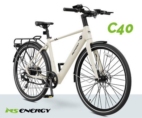 MS ENERGY C40 električno kolo, cestno / mestno, 27.5" pnevmatike, 250W motor, 360Wh 36V 10Ah baterija, do 60km, SHIMANO 8-prestav, disk zavore, LCD zaslon, LED osvetlitev, zadnji nosilec, aplikacija