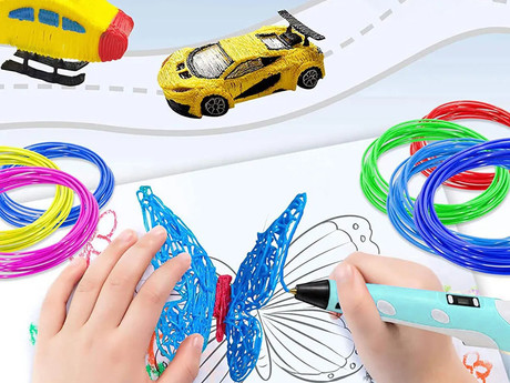 BLOW 3D pen pisalo, 3D oblikovanje / risanje / pisanje, priloženo polnilo / filamenti različnih barv, nastavljiva hitrost in temperatura, LED zaslon, + stojalo