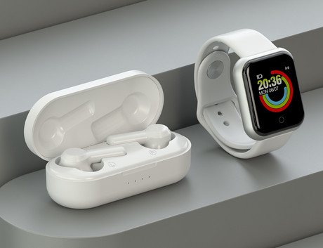 EOL - Komplet LEDWOOD URBAN, 2v1 - brezžične slušalke in pametna ura, Bluetooth 5.0, brezplačna aplikacija, pametne funkcije, Android + iOS, USB Type-C, črn