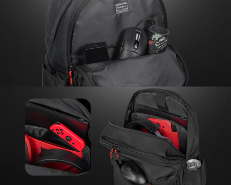 GENESIS PALLAD 200 univerzalni 2v1 nahrbtnik, za prenosnike do 14.1", 19L, potovalni / gaming, nastavljiv, trpežen, 6 žepov, prilagodljiv, odporen, črn