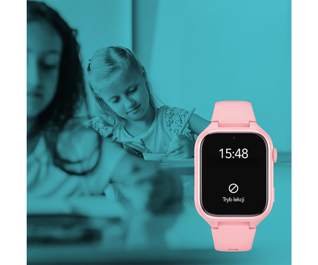 MANTA STELIO JUNIOR 4G otroška pametna ura, 4G LTE, 1.75" zaslon, SIM, GPS+WiFi, hitra in varna komunikacija, trpežen zaslon, SOS, 700 mAh, IP67, roza (Powder Pink)
