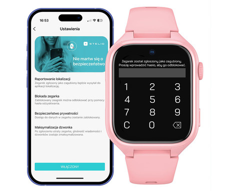 MANTA STELIO JUNIOR 4G otroška pametna ura, 4G LTE, 1.75" zaslon, SIM, GPS+WiFi, hitra in varna komunikacija, trpežen zaslon, SOS, 700 mAh, IP67, roza (Powder Pink)